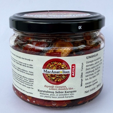 Patlıcanlı Kurutulmuş Sebze Karışımı / Pişmiş - Kullanıma Hazır (Acılı) 200 gr.