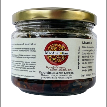 MACANATOLİAN Patlıcanlı Kurutulmuş Sebze Karışımı / Pişmiş - Kullanıma Hazır 200 gr.