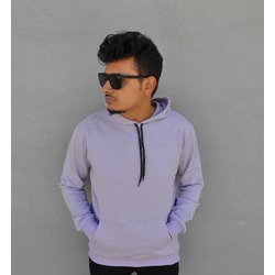 MACK WEAR Unısex Lila Renk Pamuklu Düz Hoodie MACK953003