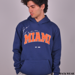 MACK WEAR Unısex Lacivert Pamuklu Kalın Miami Hoodie MACK95306