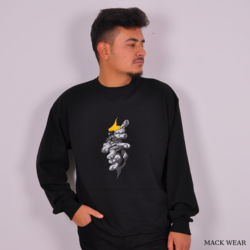 MACK WEAR Siyah Hulk Baskılı Basıc Oversize Sweat MACK061346