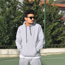 MACK WEAR Unısex Gri Düz Renk Pamuklu Kalın Hoodie MACK953247