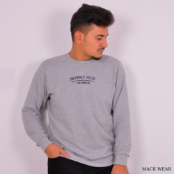 MACK WEAR Gri Nakışlı Slim Fit Sweat MACK061451