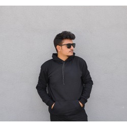MACK WEAR Unısex Siyah Düz Renk Pamuklu Hoodie MACK953001