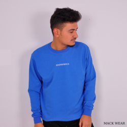 MACK WEAR Mavi Nakışlı Slim Fit Sweat MACK061452