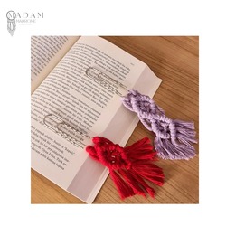 Kırmızı Rengi Makrome Kitap Ayracı