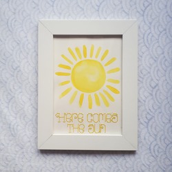 "here comes the sun" Yazılı Sulu Boya Çalışması