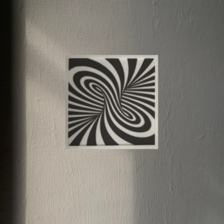 Modern Geometrik Kırmızı Beyaz Spiral Desenli Duvar Süsü - Dekoratif Tablo 19cm x 19cm