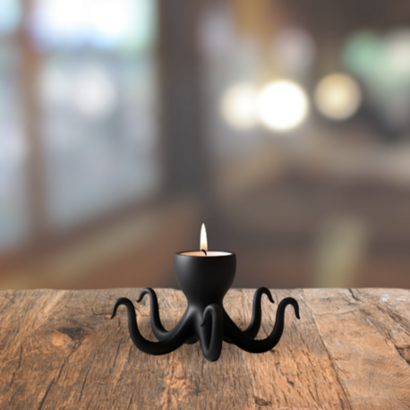 Ahtapot Şeklinde Dekoratif Mumluk – 3D Baskı Modern Tasarım Tealight Şamdan