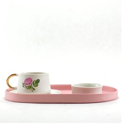 Pink Vintage Rose Turkish Coffee Set