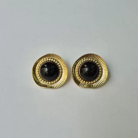 SİYAH OVAL VINTAGE KÜPE