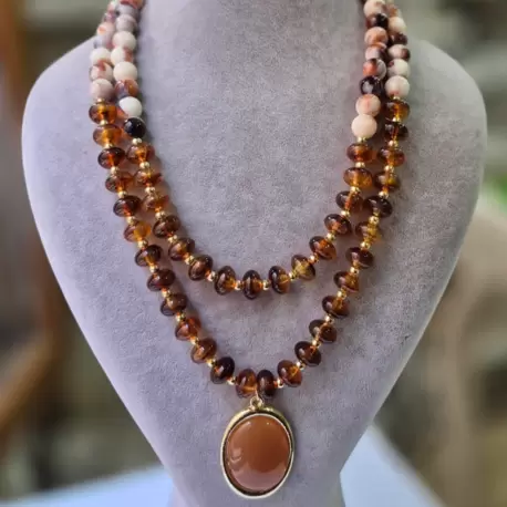 KAHVERENGİ TAŞLI VINTAGE KOLYE
