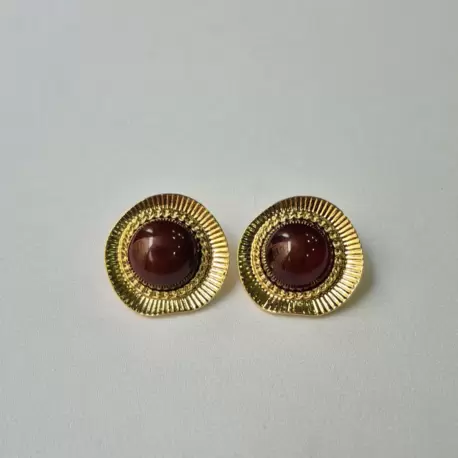 KAHVERENGİ OVAL VINTAGE KÜPE
