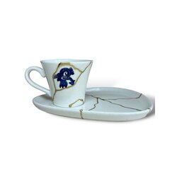 Kintsugi Kulplu Kahve Fincanı 80ml - Baba Nakkaş Yaprak