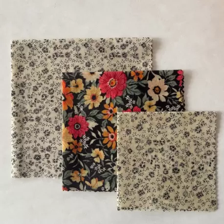 Balmumu Gıda Saklama Kumaşı, Tekrar Kullanılabilen Saklama Bezi, 3'lü Set, Karışık Desenli