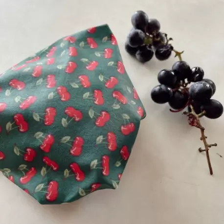Balmumu Gıda Saklama Kumaşı, Tekrar Kullanılabilen Saklama Bezi, 3'lü Set, 20x20, Kiraz