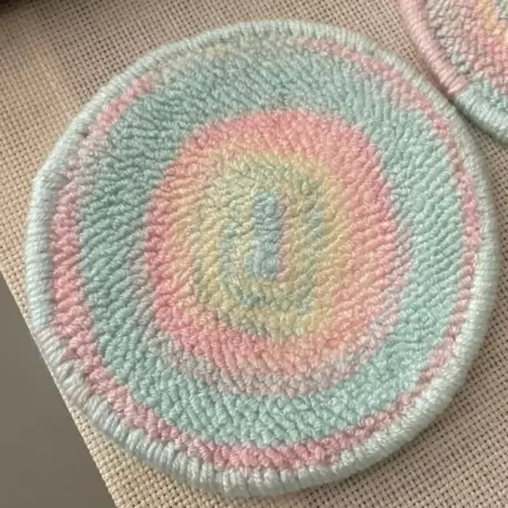 Punch Bardak Altlığı, Çift Taraflı, Twister Desenli Yuvarlak Formlu, Toz Pembe