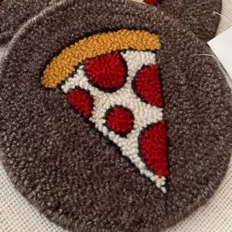 Punch Bardak Altlığı, Çift Taraflı, Pizza Desenli Yuvarlak Formlu