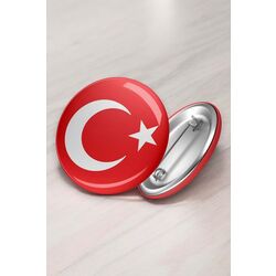 20 Adet Türk Bayrağı Rozet, Türkiye Rozeti, Öğrenci Rozeti 58 mm