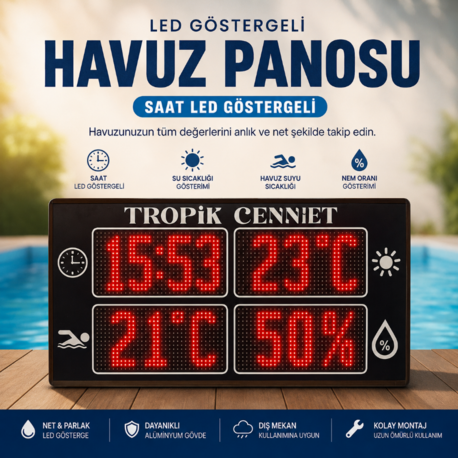 Dijital Havuz Sıcaklık Nem Göstergesi