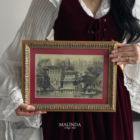 Yeniköy Yalısı (1836) Camlı Gravür Tablo