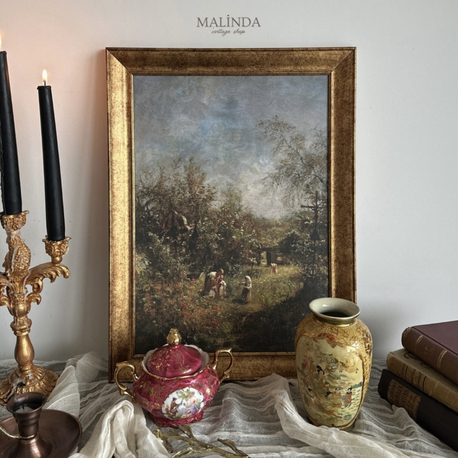 Çiçekli Bahçe 1887 Vintage Tablo