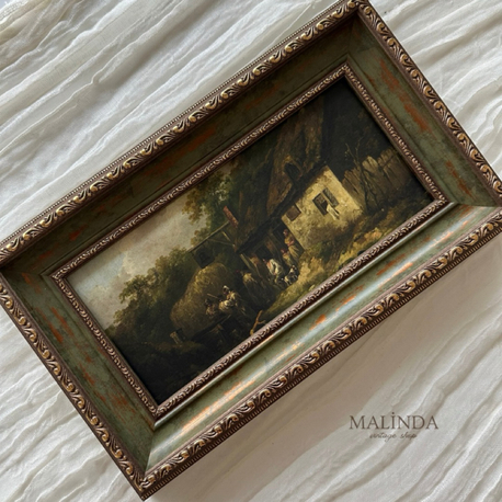 The Bell Inn- Yeşil Kalın Vintage Tablo
