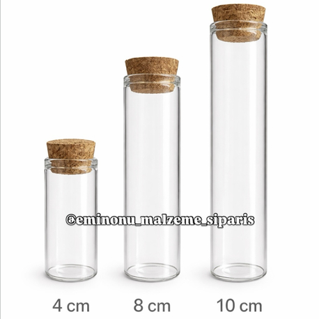 100 adet 8cm Tüp Cam Şişe