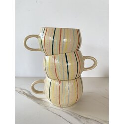 Stoneware çizgili mug
