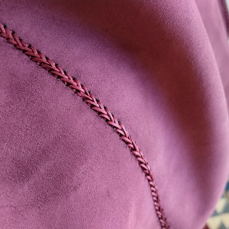 Süet Omuz Çantası (Bordo)