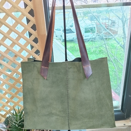 Suet Tote Çanta (Deri Saplı)