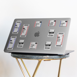 TICKET TO ANYWHERE - Uçak Bileti Temalı Sticker Seti 12 Adet