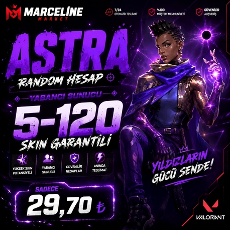 Valorant Astra 5-120 Skin Garantili Hesap 