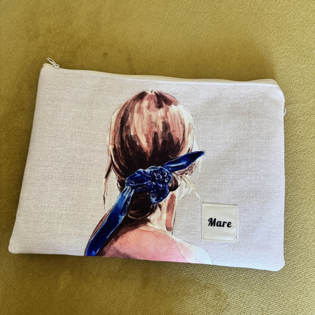 Büyük boy Clutch- mavi tokalı kız