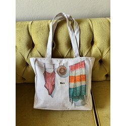 Plajda bir gün large tote bag