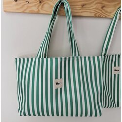 Yeşil çizgili tote