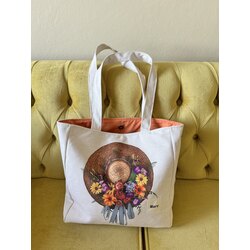 Hasır şapkalı large tote bag