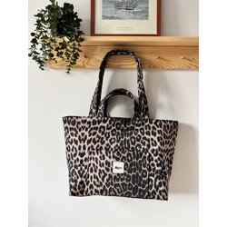 Leopar tote (pudra alt tonlu)