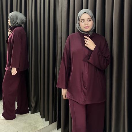 Çıtçıtlı Oysho eşofman takımı (bordo)