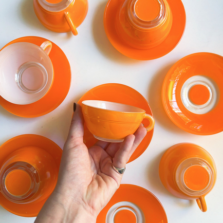80’s Duralex Orange Glass Espresso Cups