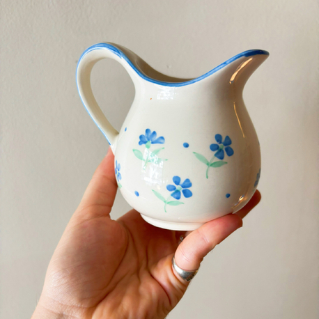 English Blue Floral Ceramic Milk Jug 