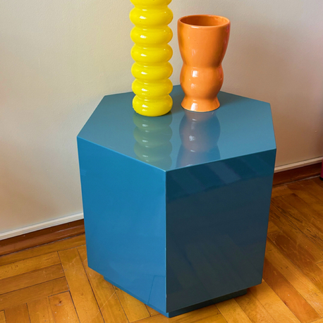 80’s Memphis Style Petrol Blue Table