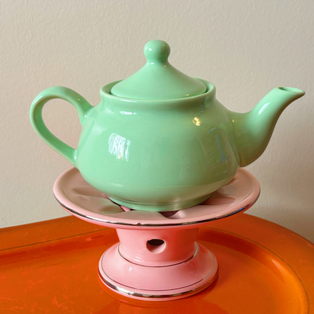 90’s Deadstock Pink Porcelain Teapot Heater