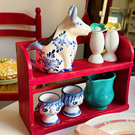 70’s Red Wooden Mini Kitchen Shelf