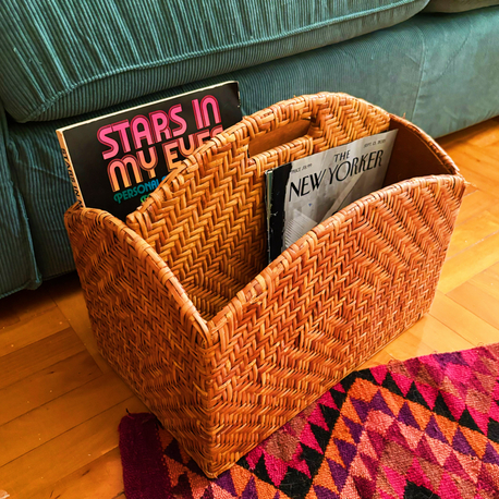70’s Rattan Magazine Rack