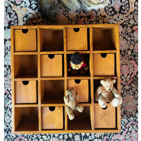 60’s Pine Wood Shelf with Drawers 
