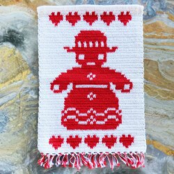 Handmade Embroidered Snowman Textile 
