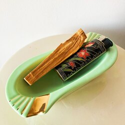 80’s Mint Ceramic Ashtray with Gold Details