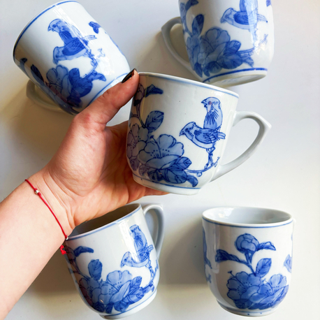 80’s Hand Painted Porcelain Mugs from China
