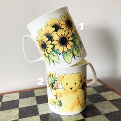 English Porcelain Teddy Bear Mugs 